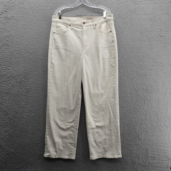 Chicos‎ High Rise Straight Leg Jeans Size 2.5 US 14 Ivory Denim Womens Stretch - Picture 1 of 13